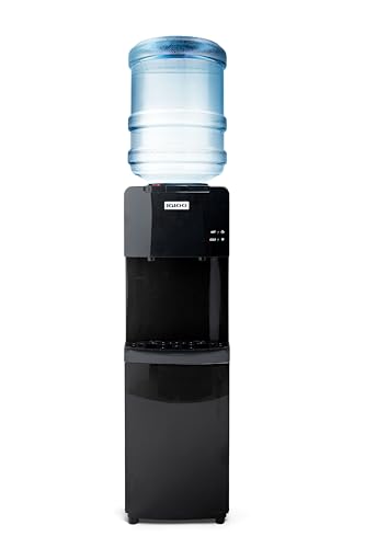 Igloo Top Loading Water Cooler with Removable Drip Tray & Energy-Saving Features- Water Tower with Hot, Cold Temperature Settings- Water Dispenser Fits 3 & 5-Gallon Jugs with Child Safety Lock- Black