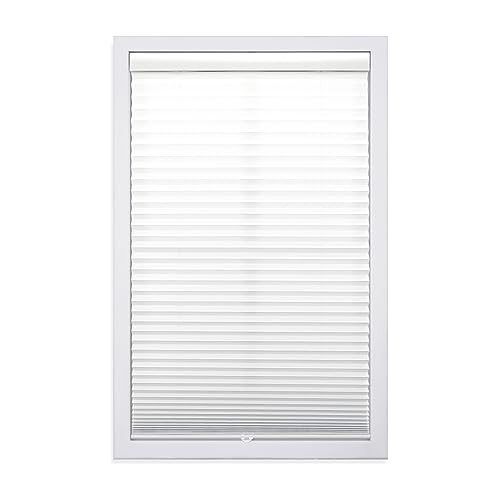 DEZ FURNISHINGS Cordless 1" Light Filtering Pleated Shade, Fabric, 59"W x 64"H, White