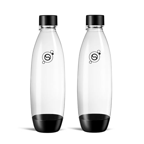 SodaStream Black 1L Slim Carbonating Bottles Twin Pack, Pack of 2