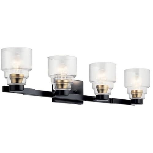 Kichler Vionnet 33.5" 4 Light Vanity Light in Clear Glass in Black
