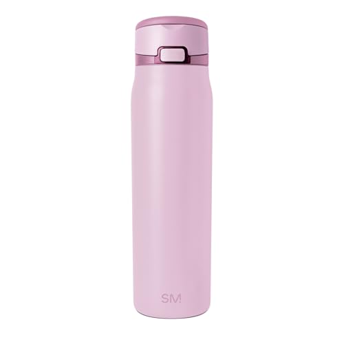 Simple Modern Mesa Loop Water Bottle with Covered Straw and Handle | 30oz Cup Holder Friendly Insulated Stainless Steel Bottles for Travel, Sports and School | Pink Champagne