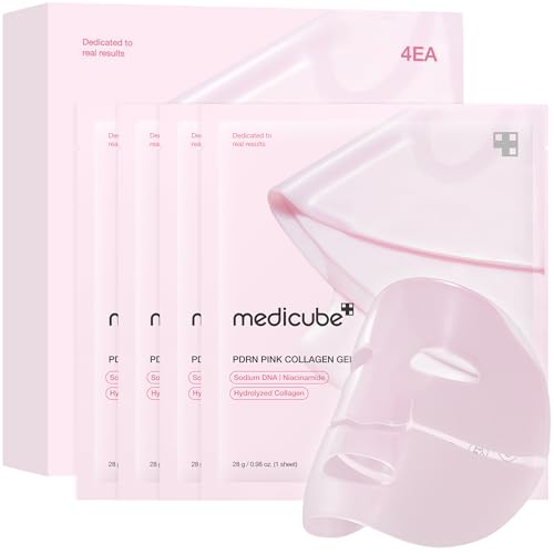 medicube Jelly Gel Mask with Salmon DNA PDRN Pink Collagen | Overnight Face Mask for Glass Glow Skin | Elasticity, Hydrating, Firming and Moisturizing | Korean Skincare, 28g x 4ea