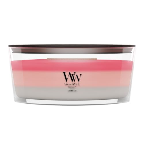WoodWick Shoreline Trilogy Gifts for Women and Men, 16 oz Ellipse Trilogy Candle with Crackling Wick