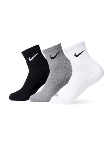 Nike Unisex Everyday Cushioned Training Ankle Socks (3 Pairs), Multi-Color, X-Large