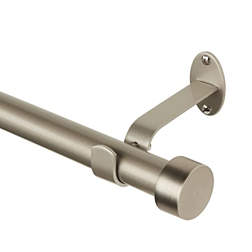 Threadmade Home Fashions Serena Single Curtain Rod with Contemporary Cap Finial, Polished Nickel - 28"W x 48"L