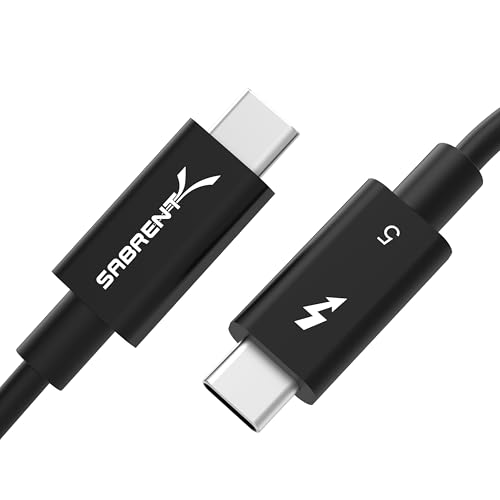 SABRENT Thunderbolt 5 Certified Cable 3ft – 120Gbps Bandwidth, USB4 v2 Compatible, 240W PD 3.1 EPR, DisplayPort 2.1, PCIe 4-Lane, Backward Compatible with Thunderbolt 3/4 & USB-C Devices (CB-T5M1)
