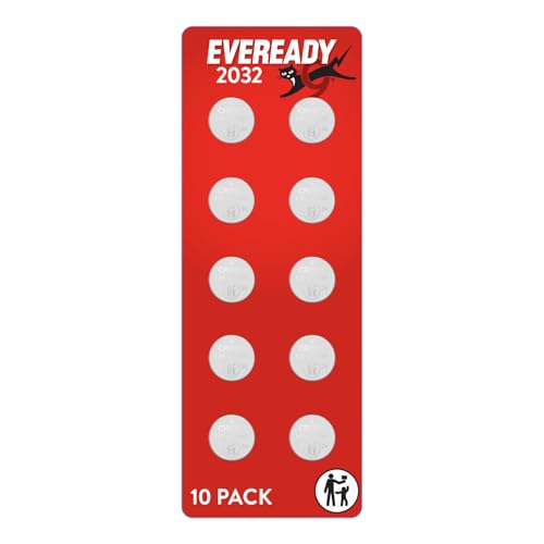 Eveready 2032 Batteries (10 Pack), 3V Lithium Coin Batteries for Watches, AirTags, Key Fobs, and Other Small Electronics