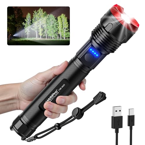 WdtPro Rechargeable Flashlights High Lumens, Super Bright Flashlight, Powerful LED Flashlight with 5 Modes, Adjustable Focus, IPX7 Waterproof, Type-C & USB Charging for Emergencies