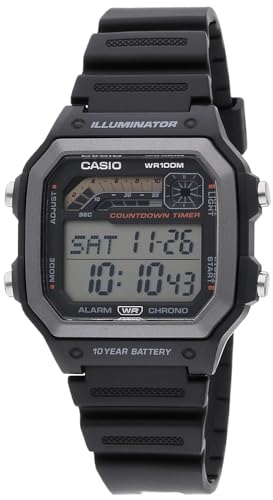 Casio WS-1600H Series | Digital Watch | Black | 90s Sport Design | Event Timer | 9 Preset Timers | World Time | 10-Year Battery | 100M Water Resistant | LED