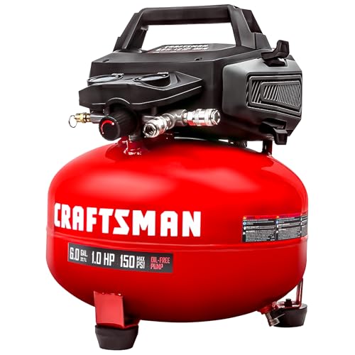 Craftsman Air Compressors 6 Gallon Portable Pancake Air Compressor,Oil Free Max 150 Psi 1.0HP 2.6 CFM@90PSI Electric Air Compressor Shop Air Compressor, CMXECXA02106410