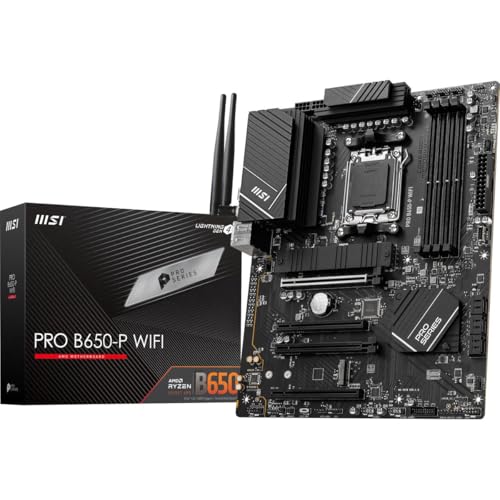 MSI PRO B650-P WiFi ProSeries Motherboard (AMD Ryzen 9000/8000/7000 Series Processors, AM5, DDR5, PCIe 4.0, M.2, SATA 6Gb/s, USB 3.2 Gen 2, HDMI/DP, Wi-Fi 6E, Bluetooth 5.3, 2.5Gbps LAN, ATX)