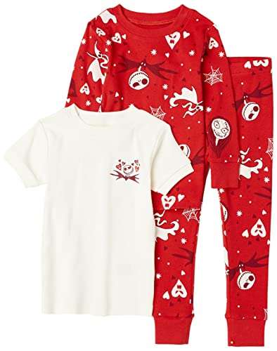 Amazon Essentials Disney | Marvel | Star Wars Toddler Boys' Snug-Fit Cotton Pajama Sleepwear Sets, Pack of 3, Nightmare Valentine - Kids, 4T