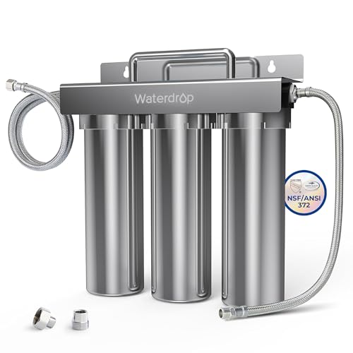 Waterdrop TST-UF 0.01μm Ultra-Filtration Under Sink Water Filter System, Stainless Steel Under Sink Water Filtration System, Removes 99% of Substances, Chlorine, Bad Taste & Odor, No Drill Required