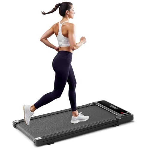 AIDOLY Walking Pad Under Desk Treadmill, Portable Compact Electric Walking Treadmill with Remote Control & LED Display for Home Office, Quiet Fitness Machine, Inky Black