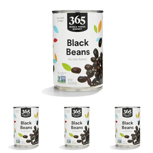 365 by Whole Foods Market, Unsalted Black Beans, 15 Ounce (Pack of 4)