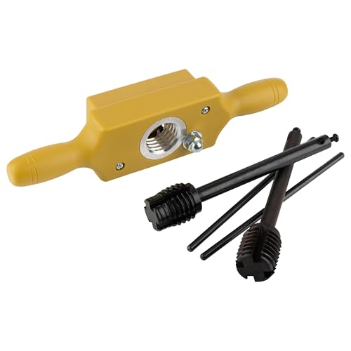 Tap and Die Set - 1 Inch Jig Dowel Thread Tap Kit Cuts Male and Female Wooden Threads with Two-Handed Thread Box, Bottoming Tap, Steel Cutters and Aluminum Wear Fittings by Kings County Tools