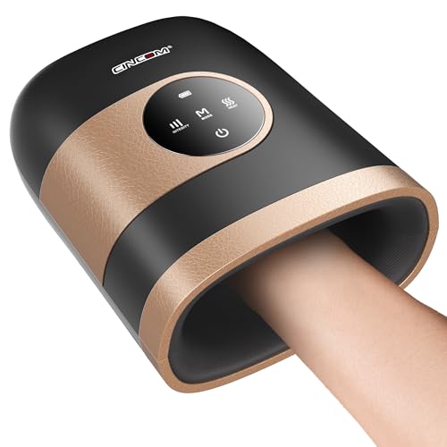 CINCOM Upgraded Hand Massager with Heat and Compression, Black & Gold