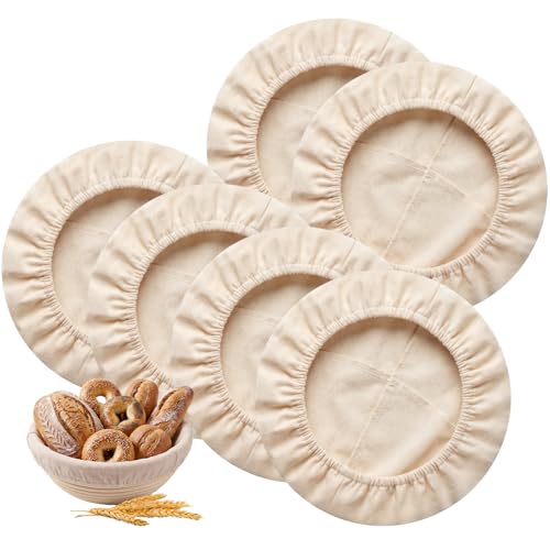 Koackl Bread Proofing Cover - 6 Pack Basket Linen Cloths, Reusable Cotton Bread Proofing Liners for Sourdough Baking, 9" Compatible with Round Banneton Baskets