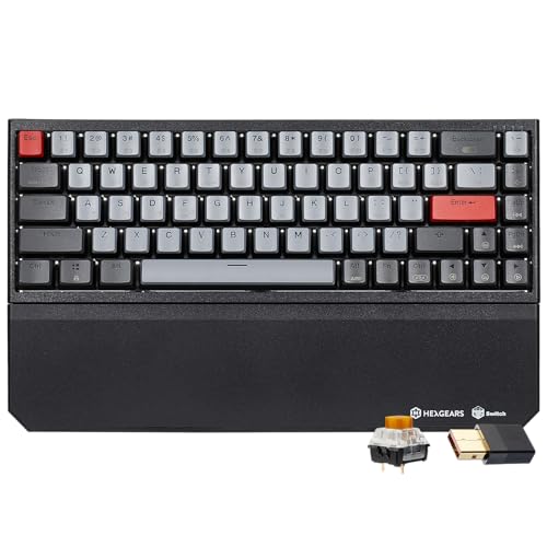 Hexgears X1 Pro Wireless Mechanica Keyboard, Tri-Mode Bluetooth/2.4G/USB-C, Hot-Swappable Tactile Switch Gaming Keyboard, Mini Compact White Backlit Keyboards with Wrist Rest - Dark