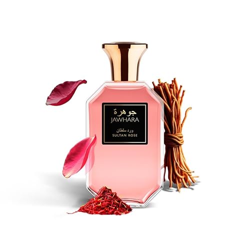 Jawhara Sultan Rose | Woody Floral Eau de Parfum 3.3 fl oz | Notes of Saffron, Taif Rose, Warm Vanilla, and White Musk | Long Lasting | Everyday Wear | TSA Compliant | Rose Fragrance for Women