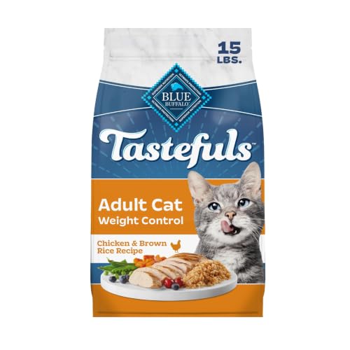 Blue Buffalo Tastefuls Chicken & Brown Rice Recipe Adult Dry Cat Food Weight Control, Real Chicken First, Deliciously Healthy Natural Cat Food, Supports Digestive Care and Coat Health, 15 lbs.