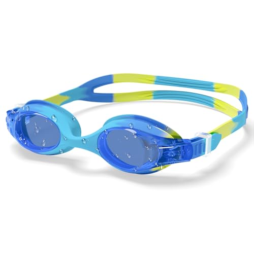 Aegend Swim Goggles for Kids Age 3-8 Anti-Fog Clear Vision Full Protection Goggles Perfect for Toddler Swimming (Blue-1 Pack)