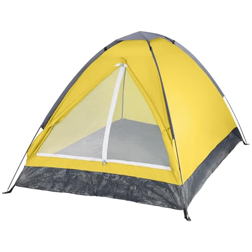 2 Person Camping Tent with Rain Fly and Carrying Bag - Lightweight Outdoor Tent for Backpacking, Hiking, or Beach Use by Wakeman Outdoors (Yellow)