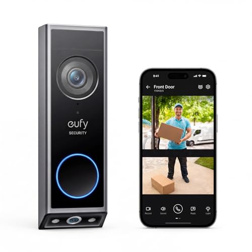 eufy Security Video Doorbell E340,No Subscription,Dual Cameras,2K FHD,Head-to-Toe View, Doorbell Camera Wireless & Wired, Color Night Vision, Two-Way Talk, AI Motion/Package Detection, Built-in 8GB