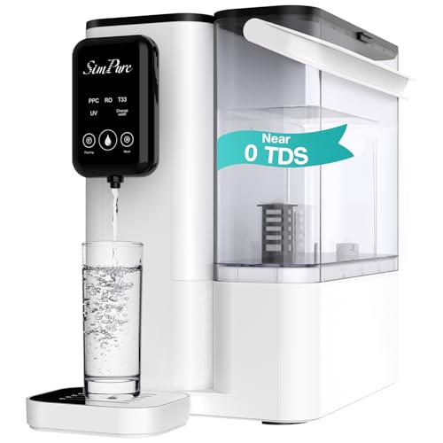 SimPure Y9T UV Countertop Reverse Osmosis Water Filter, Near Zero TDS 300 GPD 6 Stage Purification, RO Water Filtration System, Super Fast Filtering Portable Water Purifier