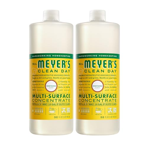 MRS. MEYER'S CLEAN DAY Multi-Surface Everyday Concentrate, Honeysuckle Scent, 32 Fl Oz Bottle - 2 Pack