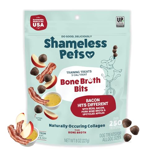 Shameless Pets Bone Broth Dog Training Treats – Soft, Natural Puppy & Dog Treats with Collagen – Healthy, Low-Calorie Training Chews for Small, Medium & Large Dogs - 8 oz (Pack of 1)