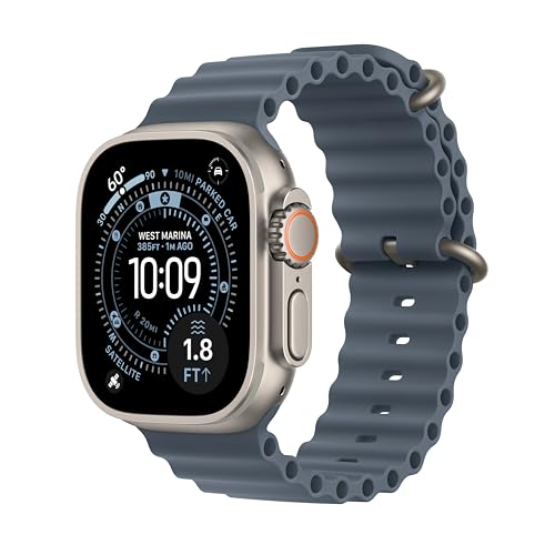 Apple Watch Ultra 3 [GPS + Cellular 49mm] Running & Multisport Smartwatch w/Rugged Titanium Case w/Anchor Blue Ocean Band. Satellite Communications, Advanced Health & Fitness Tracking