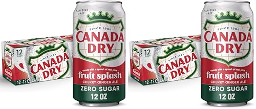 Canada Dry Zero Sugar Cherry Ginger Ale Fruit Splash Soda, 12 fl. oz. Cans, 12 Pack (Pack of 2)