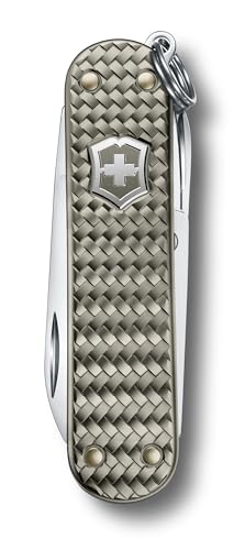 Victorinox Classic SD Precious Alox Swiss Army Knife, Compact 5 Function Swiss Made Pocket Knife with Small Blade, Screwdriver and Key Ring - Infinite Grey