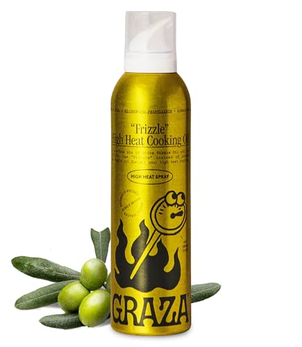 Graza Frizzle High Heat Cooking Oil Spray - Cooking Oil with a High Smoke Point & Neutral Flavor in a Spray Bottle for Frying, Baking & Grilling - Oil Made from 100% Olives – 5 oz (148ml)