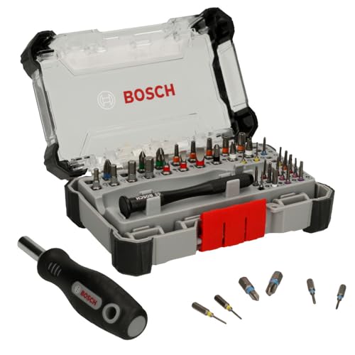 BOSCH PB4042 42-Piece Extra Hard Precision Screwdriver Bit Set for Standard & Electronics Repair | Includes Phillips, Torx, Hex, and Specialty Bits with Two Magnetic Handles & Pick-and-Click Case