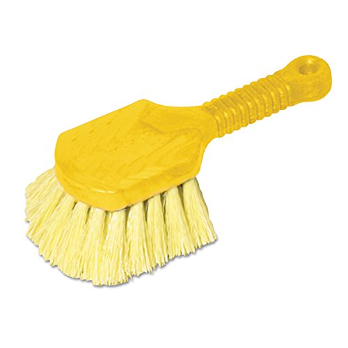 Rubbermaid Commercial 8" Utility Scrub Brush Plastic Handle Synthetic Bristles Cleaning Multi Purpose Heavy Duty Outdoor Wheels and Tires