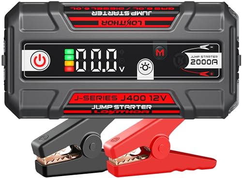 LOKITHOR J400 Jump Starter - 12V 2000A Lithium Battery Jump Pack, Portable Jump Box, Car Starter, Jumper Cables - for Up to 8.0L Gas & 6.0L Diesel Engines | ConnectMax Tech - Smart Digital Display