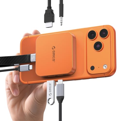 ORICO 10Gbps Magnetic M.2 Docking Station, 6-in-1 USB C HUB & M.2 2230 NVMe Enclosure with HDMI 4K@60Hz, USB-A&C 3.2, 100W PD, AUX, USBC Dock for iPhone 17/16/15 Pro/Pro Max