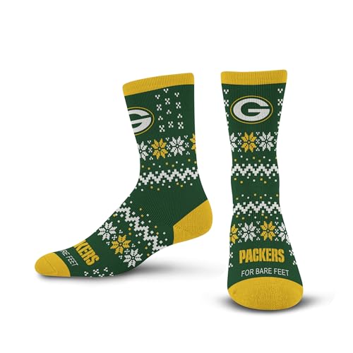 For Bare Feet NFL GREEN BAY PACKERS Team Sweater Crew Sock Team Color LARGE