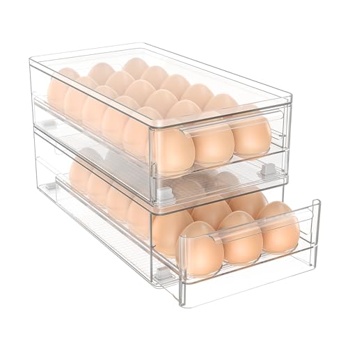TAYUOO Acrylic Egg Box Transparent 18 and 36 Pack Storage for Refrigerator Kitchen Storage Size: 13.3 * 4.7 * 3.9 inches (2 pack)