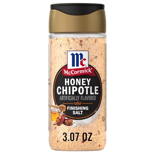 McCormick Finishing Salt, Honey Chipotle, Spicy Chipotle & Sweet Honey, For Steaks, Pork, Chicken, Grilled Veggies & Fries, No Colors from Artificial Sources, Kosher, 3.07 oz