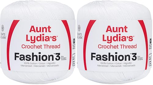 Red Heart Fashion Crochet Thread, White (Pack of 2)