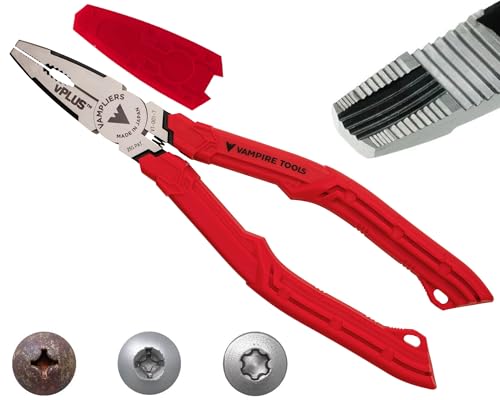 VAMPLIERS 7" Stripped Screw Extractor Pliers. Made in Japan. Multipurpose Combination Linemans Pliers remove Damaged/Rusted/Specialty Screws & Fasteners.