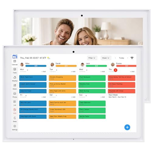 Digital Calendar Touchscreen, Smart Family Electronic Calendar and Digital Picture Frame - Digital Wall Planner with Schedule, Chore Chart, Meal Planner, Tasks, Wall & Desk Display - 10.1''
