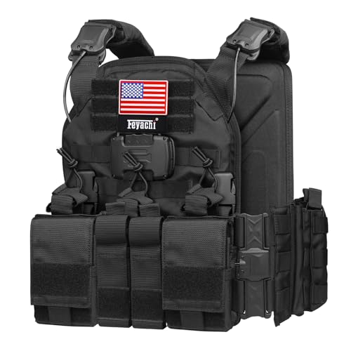 Feyachi TM 20 Magnetic Tactical Vest - Airsoft Vest MOLLE System Multifunctional Quick Release Vests Full Body Adjustable Magnetically Fixed One Button Disassembly