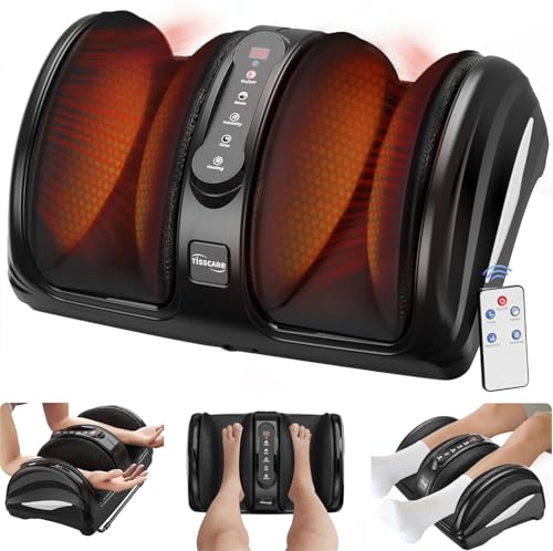 TISSCARE Foot Massager for Neuropathy: Shiatsu Feet Massager with Heat for Plantar Fasciitis, Pain Relief, Circulation, Deep Kneading Relaxation Massage for Women Men