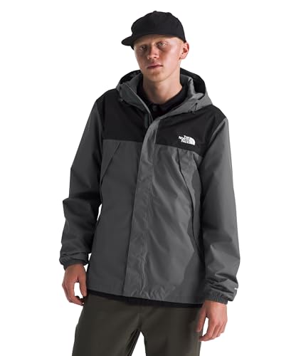 The North Face Men's Antora Jacket (Standard & Big Size) - Waterproof & Windproof Rain Coat, Secure Zip Hand Pockets, Smoked Pearl/TNF Black-NPF, Small