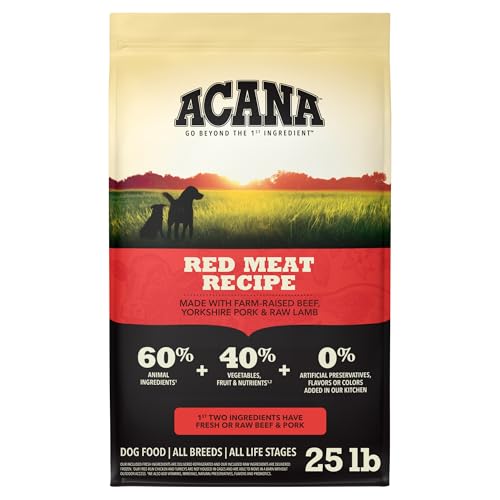 ACANA Grain Free Dry Dog Food Red Meat Recipe 25lb Bag