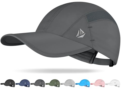 YANIKY Quick-Dry Running Hat for Men & Women Cooling Hat UPF 50+ Thin Baseball Cap Lightweight Breathable Mesh Sport Hats Dark Grey